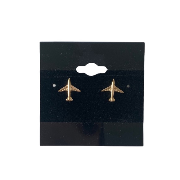 Jewelry - 3/$25 Airplane Gold Tone Cute Stud Earrings New Jewelry - 3/$25 Airplane Gold Tone Cute Stud Earrings New
